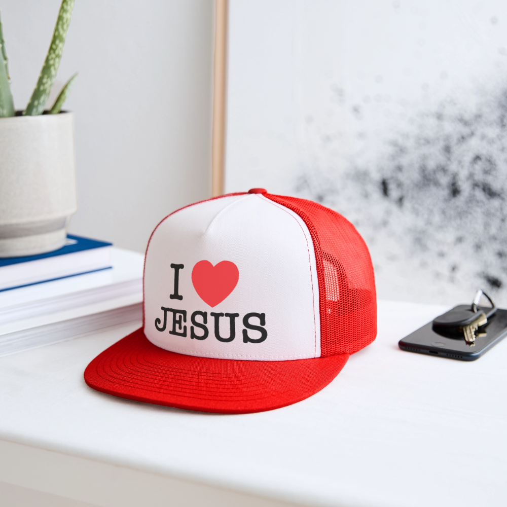 I Love Jesus Cap (Red) - white/red